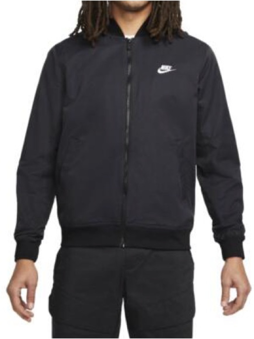 Nike Black Men's Bomber Jacket with White Swoosh